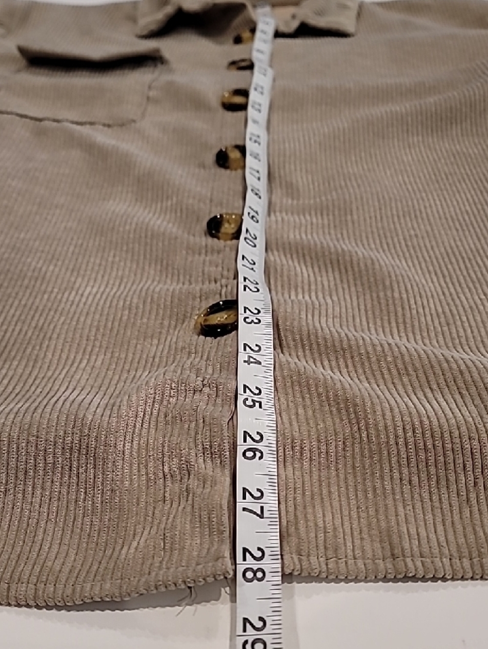 Nasty Gal Womens Corduroy Button-Up Shirt Beige 4 - Picture 10 of 11
